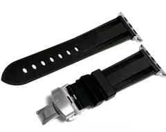 ブラックシルバー★アップルウォッチ用　特殊処理済み　ラバーバンド　Apple Watch カスタム　ベルト　
38mm 40mm41mm42mm 44mm 45mm 49mm ウルトラ　SE SE2 ultra 全サイズ在庫あり
