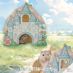 【お城】ハロウィン ハウス ハムスター 木製 寝床 ベッド トンネル アーチ メルヘン ケージ オシャレ ハム小屋 大空間 お城 かぼちゃ ガラスの靴 かわいい 写真
