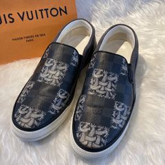 LOUIS VUITTON 15AW ルイヴィトン × クリストファーネメス ダミエ グラフィット × ロープ スリッポン ブラック グレー シューズ メンズ 6.5 25cm 25.5cm PAWNSHOPRiZ  パウンショップリズ