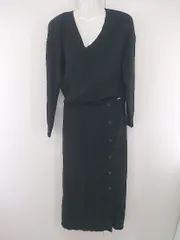 ◇ AZUL BY MOUSSY アズールバイマウジー ニット レイヤード風 長袖 ロング ワンピース サイズM ブラック レディース P  【1304250017481】