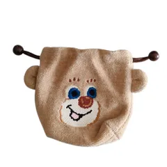 美品 LOVERARY by FEILER ラブラリーバイフェイラー くま ドアップテディ 耳付き巾着 ポーチ 小物入れ ミニバッグ ベージュ レディース 古着 中古 USED