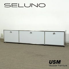 ◾︎SELUNO◾︎ 【アウトレット】USM Haller USMハラー  ローボード ドロップダウンドアx3 / モノトーン系 26万 v489