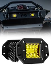 【迅速発送】48w イエロー 埋め込みLED作業灯 5インチ LED ワークライト 12V-24V対応 汎用 Chelhead 車外灯 ジムニー 補助灯 農業機械 2個セット