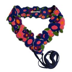 良品 mina perhonen ミナペルホネン 端切れ ループ刺繍 フラワーデザイン ベルト マルチカラー レディース 古着 中古 USED