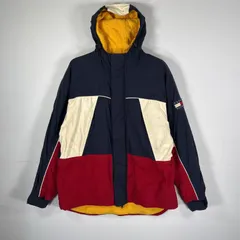 古着 90's/90年代 トミーヒルフィガー TOMMY HILFIGER ナイロンジャケット 中綿 フリースライナー S  ネイビー メンズ