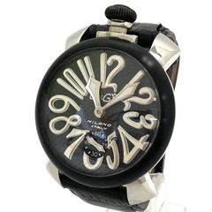 ◆GAGA MILANO◆ガガミラノ マヌアーレ48mm カーボン 手巻き 腕時計 ブラック シルバー