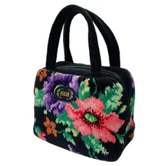 【極美品きれいです⭐️ FEILER】 ドイツ シュニール織名門ブランド　 フェイラー   FEILER      花柄ポーチ ミニバッグ　 黒×花柄