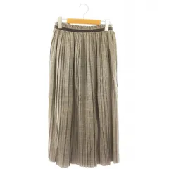 ドゥロワー Drawer 24SS ウィンドウペインプリーツスカート ロング丈 マキシ丈 ウール 36 S グレー マルチカラー /YQ ■OS ■SH