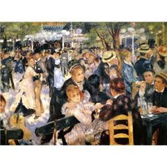 世界の名画シリーズ、プリハード複製画 ピエール・オーギュスト・ルノアール作 「ムーラン・ド・ラ・ギャレット」（額縁付）