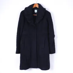 ウールコート チェスターコート ウール混 無地 アウター 日本製 レディース 38サイズ ネイビー 【中古】