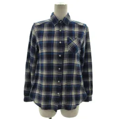 無印良品 良品計画 シャツ 長袖 チェック コットン ブルー 青 ネイビー 紺 ホワイト 白 イエロー 黄色 S