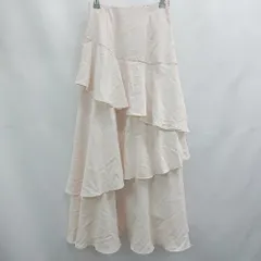 ◇ ⊂ NICE CLAUP ナイスクラップ シンプル系 ロング丈 フリル スカート サイズF ライトピンク系 レディース E  【1507250000747】