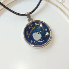 275シマエナガ❅❆夜空シルバーネックレス