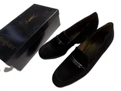 ●【新品箱付き】YVES SAINT LAURENT　イヴサンローラン　スウェードパンプス/mo-A-215-6143-1.4/正規品/本物/フランス/ラグジュアリー ブラックスエードのローファーパンプス、フォーマルからカジュアルまで幅広く対応。