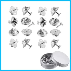 【特価商品】パーツ バタフライ型留め具と土台の広い針 銀色50個セット ピンバッジのピンバッチ