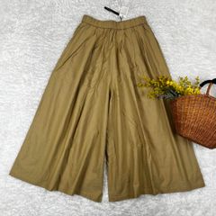 新品 ワイドパンツ タックパンツ コットン ベージュ M〜L