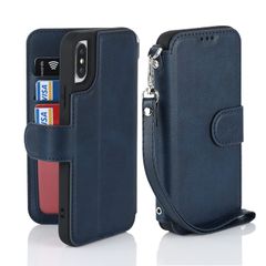 【数量限定】耐衝撃 ストラップ 手帳型 軽薄 米軍MIL規格 レンズ保護(アイフォンX/あいふぉんXS/いphone10/アイホン10s iphoneXスマホケース ケース ケース x 5.8インチ対応)-ブルー iphone XS iPhone Ｈａｖａｙａ