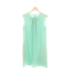 フォクシーニューヨーク FOXEY NEW YORK フェアリーギャザーワンピース 膝丈 ノースリーブ 38 ミントグリーン 30738 /DO ■OS