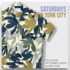 【サタデーズニューヨークシティ】半袖シャツ 総柄 植物柄 オープンカラーシャツ