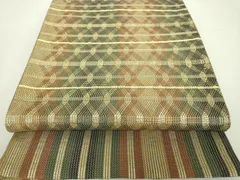 平和屋着物●ひなや工房　くむ・あむ・おる　伊豆蔵明彦　組織　太鼓柄袋帯　変わり間道　金糸　正絹　逸品　DAAV6040ps