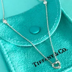 ティファニー 美品 オープンハート 2P ダイヤモンド ネックレス MR2fe