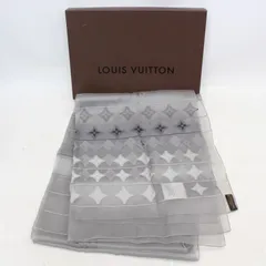 IS593)ルイヴィトン LOUIS VUITTON モノグラム シアーストール ショール シルク グレー オーガンジーストール