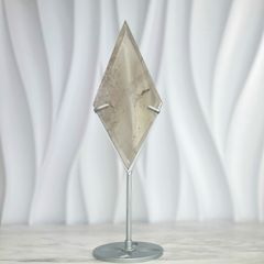 天然石スモーキークォーツのダイヤモンド 置物 台座付きNO.111314