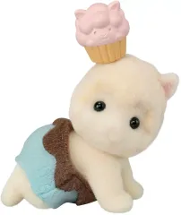 【中古】おもちゃ 5.アルパカの赤ちゃん(はいはい)とカップケーキの帽子 「シルバニアファミリー 赤ちゃんコレクション 赤ちゃんケーキパーティーシリーズ」