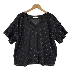 DISCOAT ディスコート ドットブラウス sizeL/ブラック×ホワイト