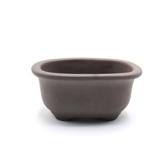 【未使用】盆栽鉢 4号 小判エン付鉢 ウ泥 瀬戸焼 陶器 深め 山野草 雑木 松柏 小品 小さい 約14センチ 植木鉢 苔 うめきち盆栽用品店