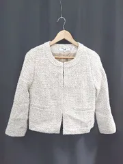 ◇ ⊆ NATURAL BEAUTY BASIC ツイード 長袖 ジャケット サイズL ブラウン系 レディース E  【1506250005721】