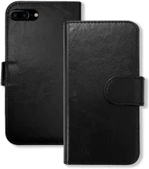 【訳アリ】iPhone7 Plus iPhone8 Plus アイフォン7/8プラス 対応 手帳型 無地 ブラック ケース ダイアリータイプ 横開き カード収納 フリップ カバー