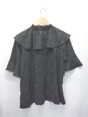 ◇ ⊂ N. Natural Beauty Basic エヌ ピンドット ビッグカラー 五分袖 ブラウス サイズM ブラック レディース E  【1411070011992】