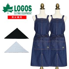 エプロン デニム LOGOS 三角巾セット ロング丈 男女兼用 母の日