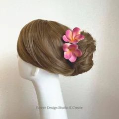 ウェディング＆フラダンスに♡プルメリアのUピン（ピンク:1本）　リゾ婚　海外挙式　造花　ハワイ挙式　髪飾り　浴衣　フラダンス　ピンク　髪飾り