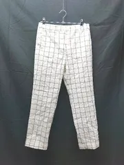 ◇ GLOBAL WORK グローバルワーク ウエストゴム チェック柄 ストレッチ シンプル パンツ サイズM クリーム系 レディース E  【1304050035357】