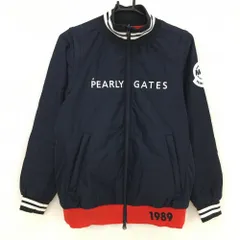 【美品】パーリーゲイツ 中綿リバーシブルジャケット ネイビー×白 片面レッド 4WAY 袖着脱可  レディース 0(S) ゴルフウェア PEARLY GATES