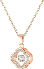 【数量限定】花 ジルコニア 四つ葉ネックレス 幸運ペンダント 18金 鎖骨チェーン ピンクゴールド 心の鼓動 ステンレス プレゼント レディース おしゃれ ネックレス アクセサリー [SUNYOBAO]