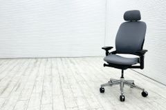 リープチェア 中古 V2 スチールケース ヘッドレスト付き Steelcase Leap 中古オフィス家具 グレー 【A000003636】
