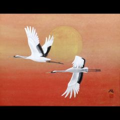 ♥日本画♥ 双鶴図 ♥松浦青濤♥ 10号 額付き - メルカリ