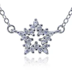 星 20連CZダイヤモンドネックレス シルバー925 レディース キュービックジルコニア 刻印有 プラチナ仕上 プレゼント ペンダント アクセサリー