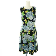 ブルックスブラザーズ BROOKS BROTHERS 花柄 ノースリーブワンピース ひざ丈 タック 0 紺 ネイビー /AT ■OS