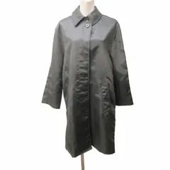 ダナキャランニューヨーク DKNY ヴィンテージ ステンカラーコート ジャケット ナイロン ロング 黒 ブラック系 P 約S相当 0723 ■KK6のサムネイル