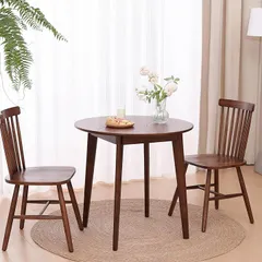 MU RONG アメリカFAS級オークダイニングテーブル 丸テーブル 円形 アメリカオークウッド 無垢材 木製 人気 ラウンドテーブル 2～4人用(ブラウン,  直径70cm)