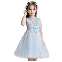 【新品】 [VIISEN] 子供 ドレス 女の子 子ども ドレス フォーマル ピアノ発表会 入園式 結婚式 パーディー 花嫁介添人 ワンピース 花飾 キッズ ドレス 110 120 130 140 150 160cm (1/ブルー, 170)