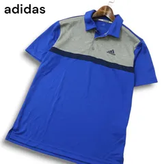 adidas GOLF アディダス ゴルフ 春夏 ロゴ★ 半袖 ポロシャツ Sz.M メンズ ブルー