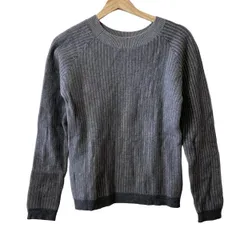 theory(セオリー) 長袖セーター サイズS レディース - グレー×ダークグレー クルーネック/ストライプ