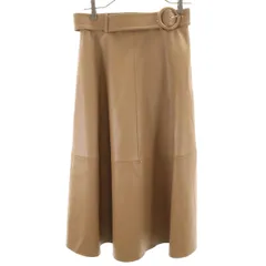 ZARA ザラ ロング丈 フェイクレザー フレアスカート XS ブラウン レディース 古着