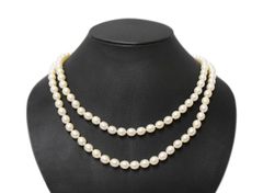 パール　シルバー　ロングネックレス　ホワイト/シルバー　7mm〜7.8mm　71.9g　箱付