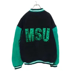 希少 ミシガン大学 MSU カレッジロゴ刺繍 レザースタジャン A-3972